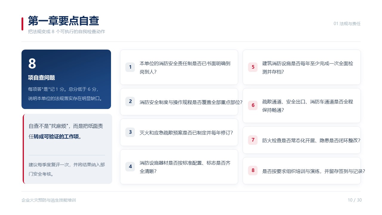 【30页PPT】企业火灾预防与逃生技能培训PPT